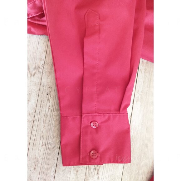 George Button Down Shirt Medium Red Top Classic Lagenlook Preppy Coastal Grandma - Picture 13 of 14